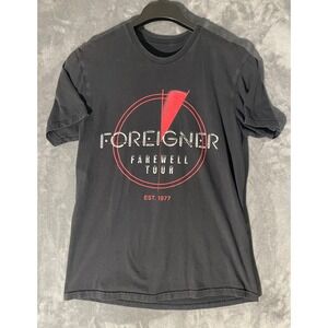 Foreigner Farewell Tour 2024 Concert Graphic T-Shirt Black Rock Band Tee Small